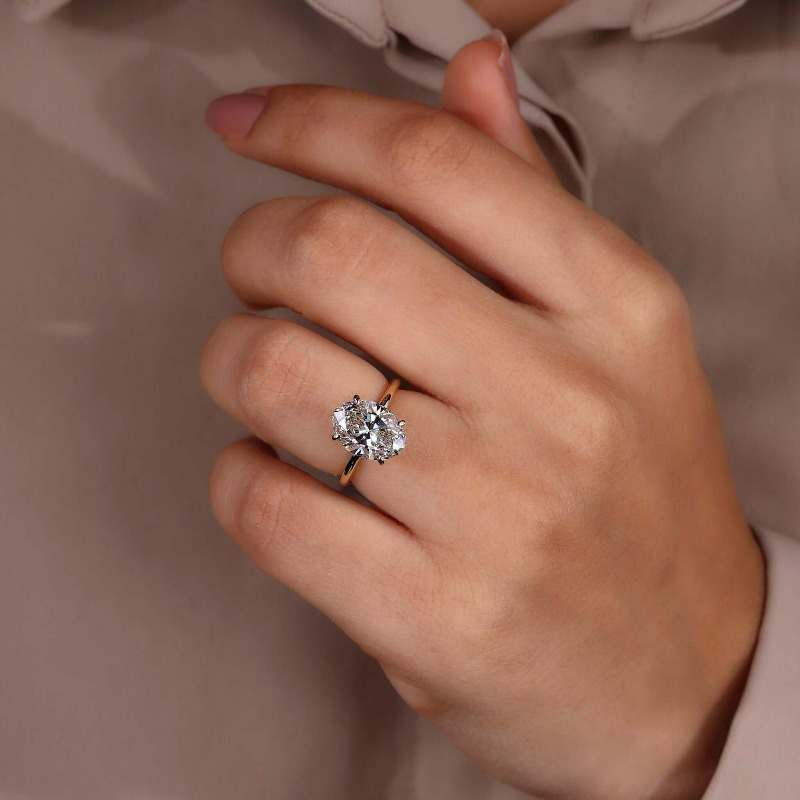Synthetic Zircon 925 Silver Golden Oval Ring